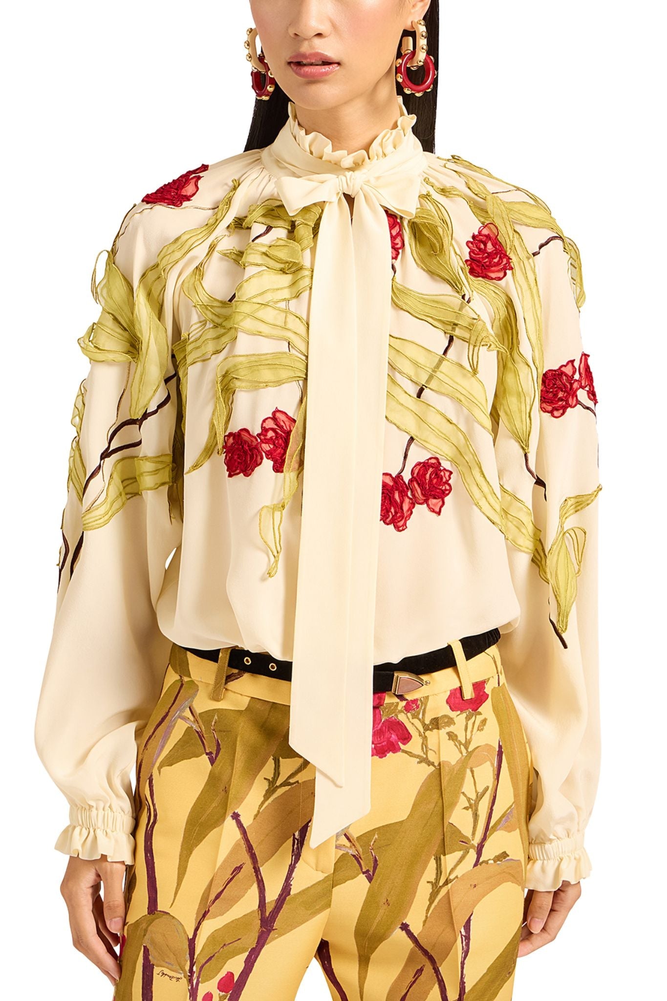 La DoubleJ Embroidered Cerere Blouse - Vermillion