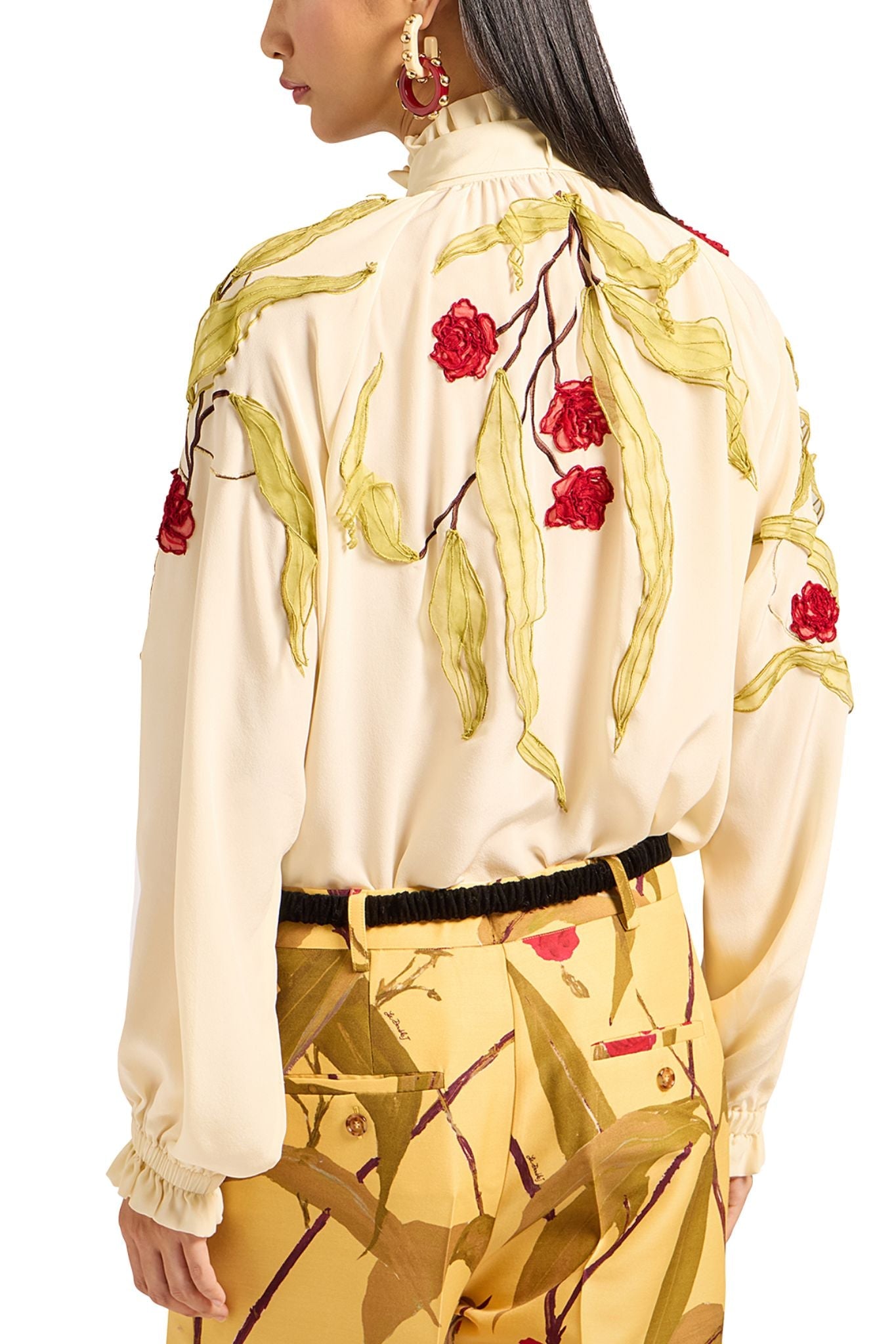 La DoubleJ Embroidered Cerere Blouse - Vermillion