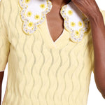La DoubleJ Embroidered Crop Polo - Vermillion