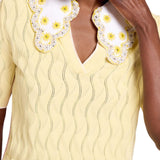 La DoubleJ Embroidered Crop Polo - Vermillion