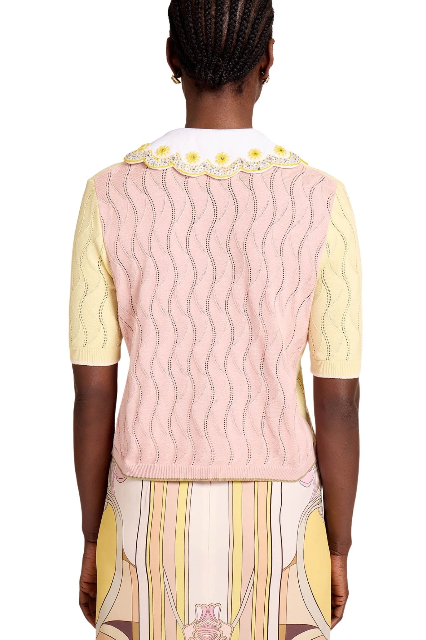 La DoubleJ Embroidered Crop Polo - Vermillion