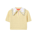 La DoubleJ Embroidered Crop Polo - Vermillion