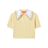 La DoubleJ Embroidered Crop Polo - Vermillion
