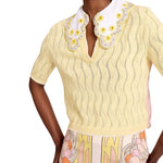 La DoubleJ Embroidered Crop Polo - Vermillion