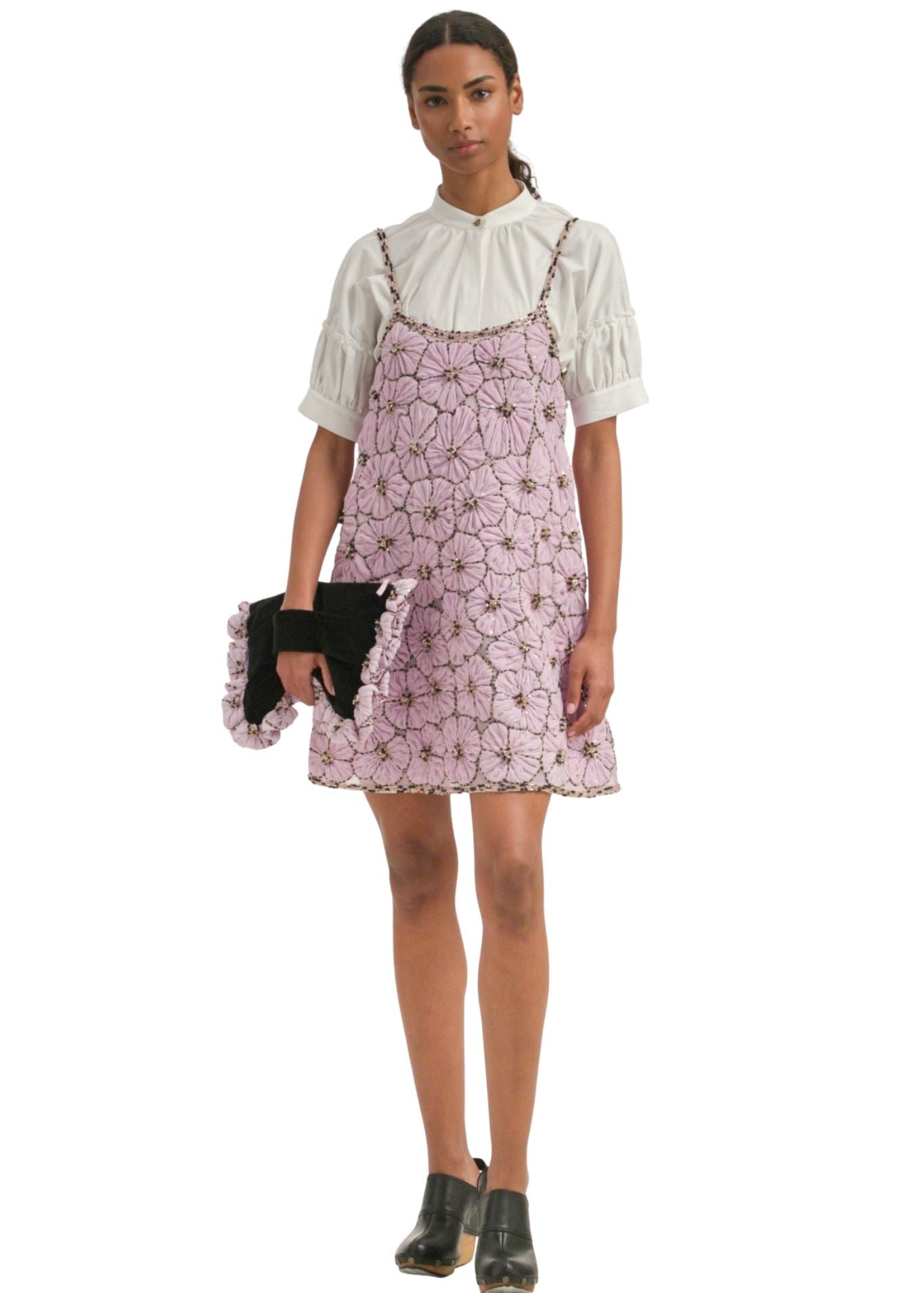 La DoubleJ Embroidered Sedgwick Mini Dress - Vermillion