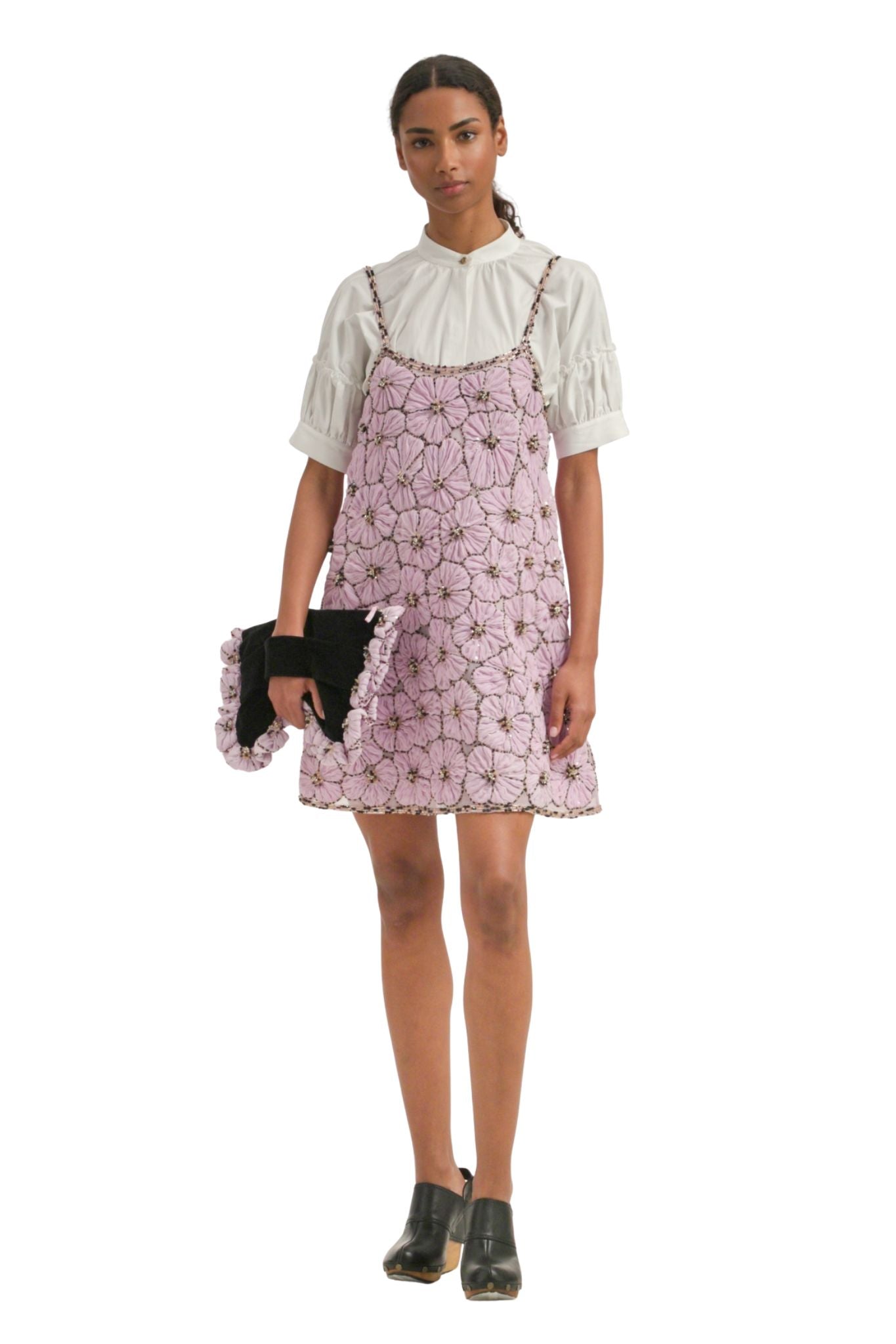 La DoubleJ Embroidered Sedgwick Mini Dress - Vermillion