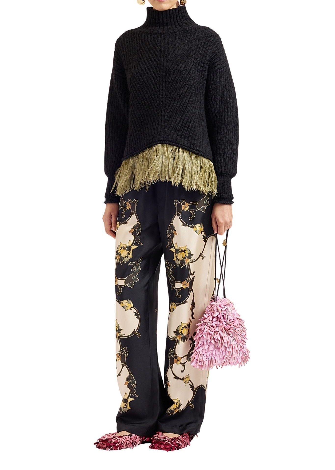La DoubleJ High Kick Sweater with Feathers - Vermillion