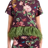 La Doublej La Scala Tee With Feathers - Vermillion