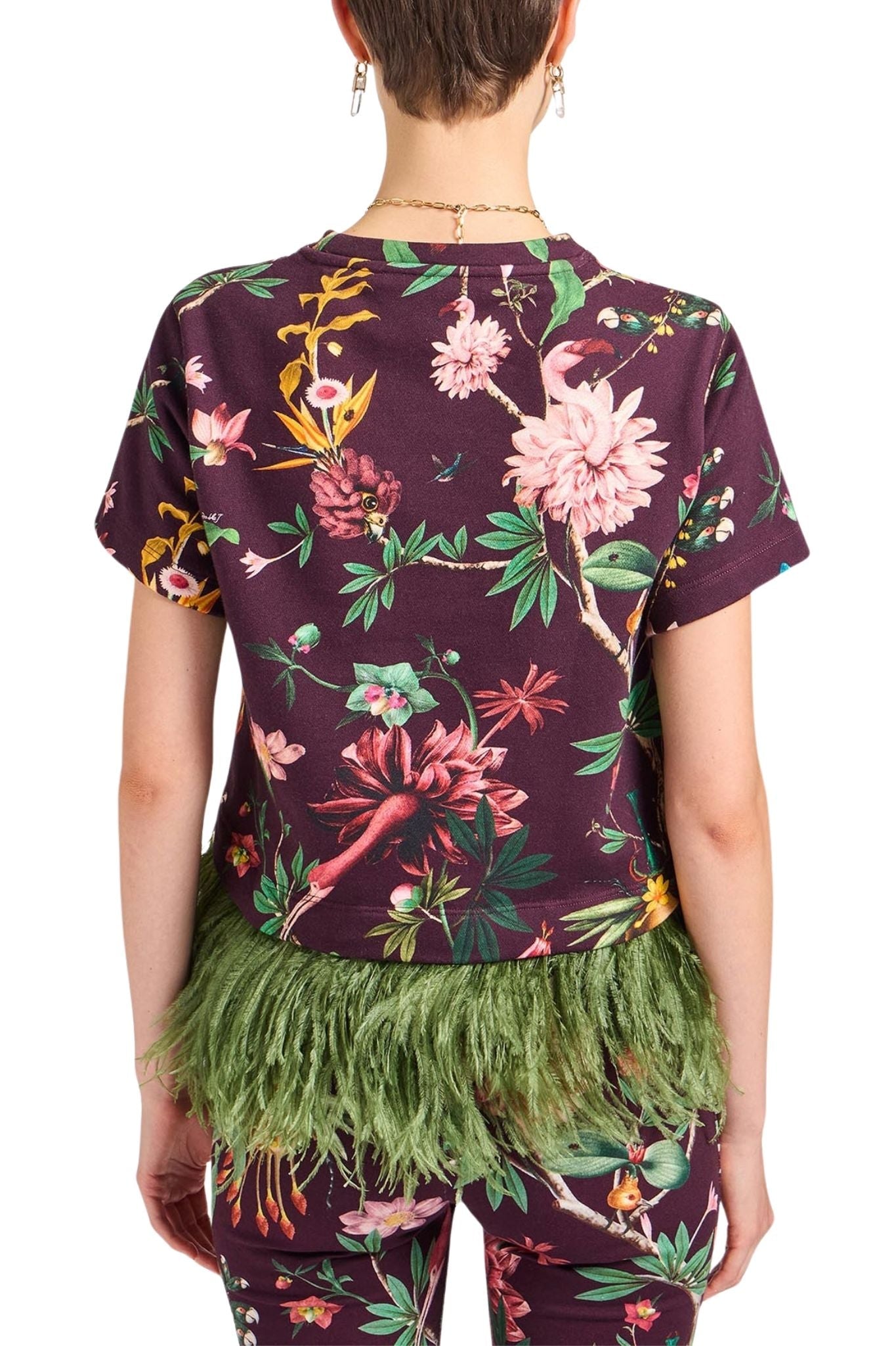 La Doublej La Scala Tee With Feathers - Vermillion