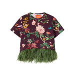 La Doublej La Scala Tee With Feathers - Vermillion