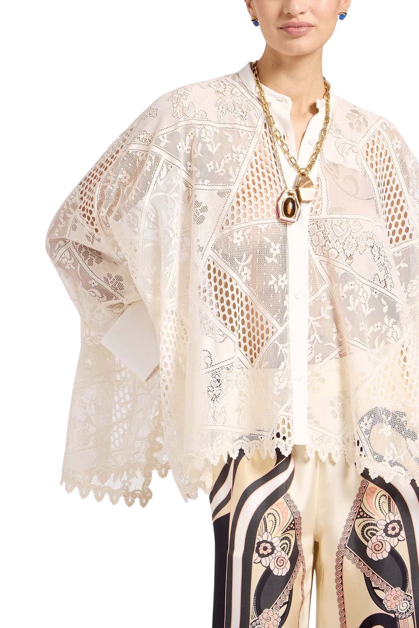 La DoubleJ Lace Foulard Shirt - Vermillion