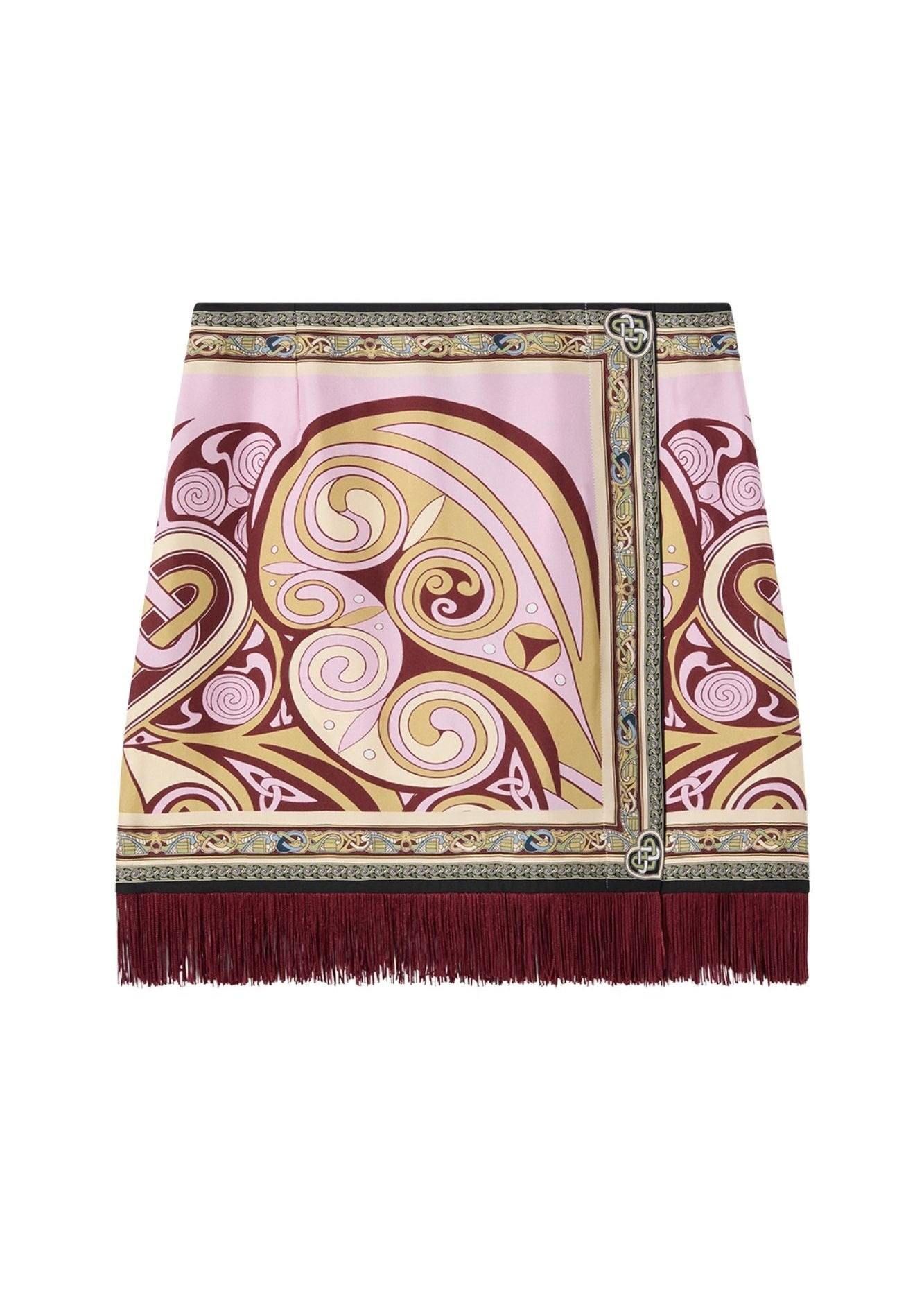 La DoubleJ Mini Foulard Skirt with Fringes - Vermillion