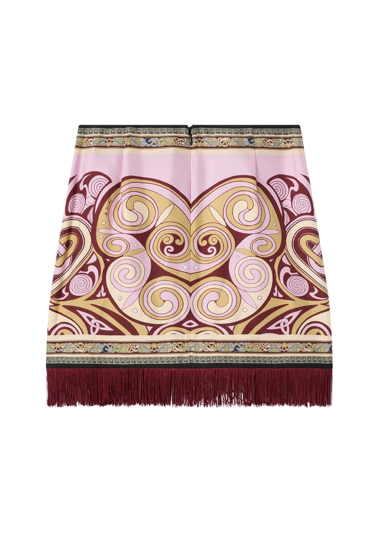 La DoubleJ Mini Foulard Skirt with Fringes - Vermillion