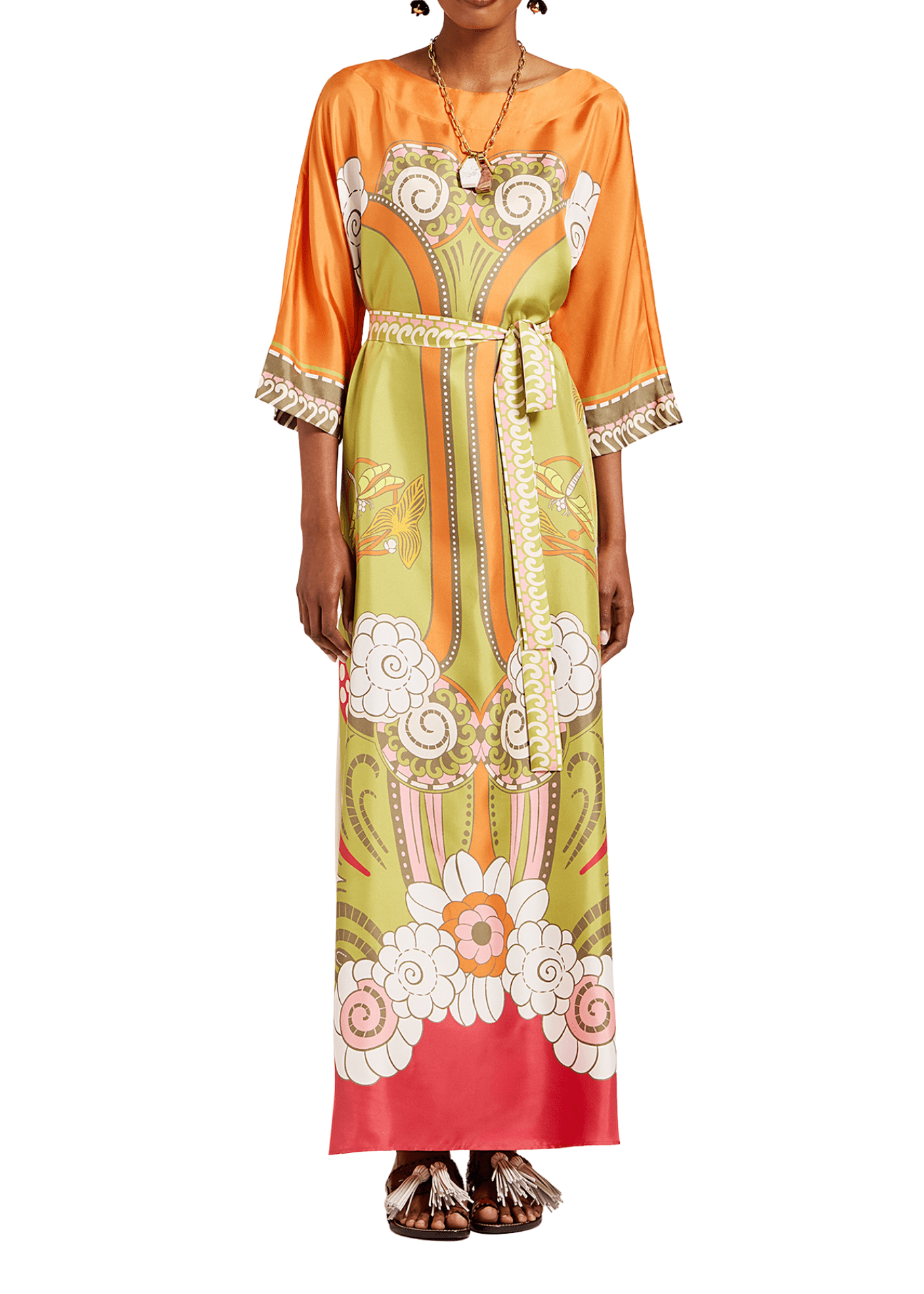 La DoubleJ Muumuu Dress Round Neck (Placée) - Vermillion