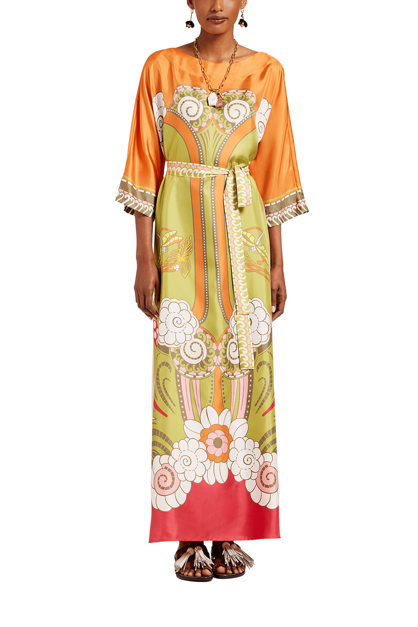 La DoubleJ Muumuu Dress Round Neck (Placée) - Vermillion