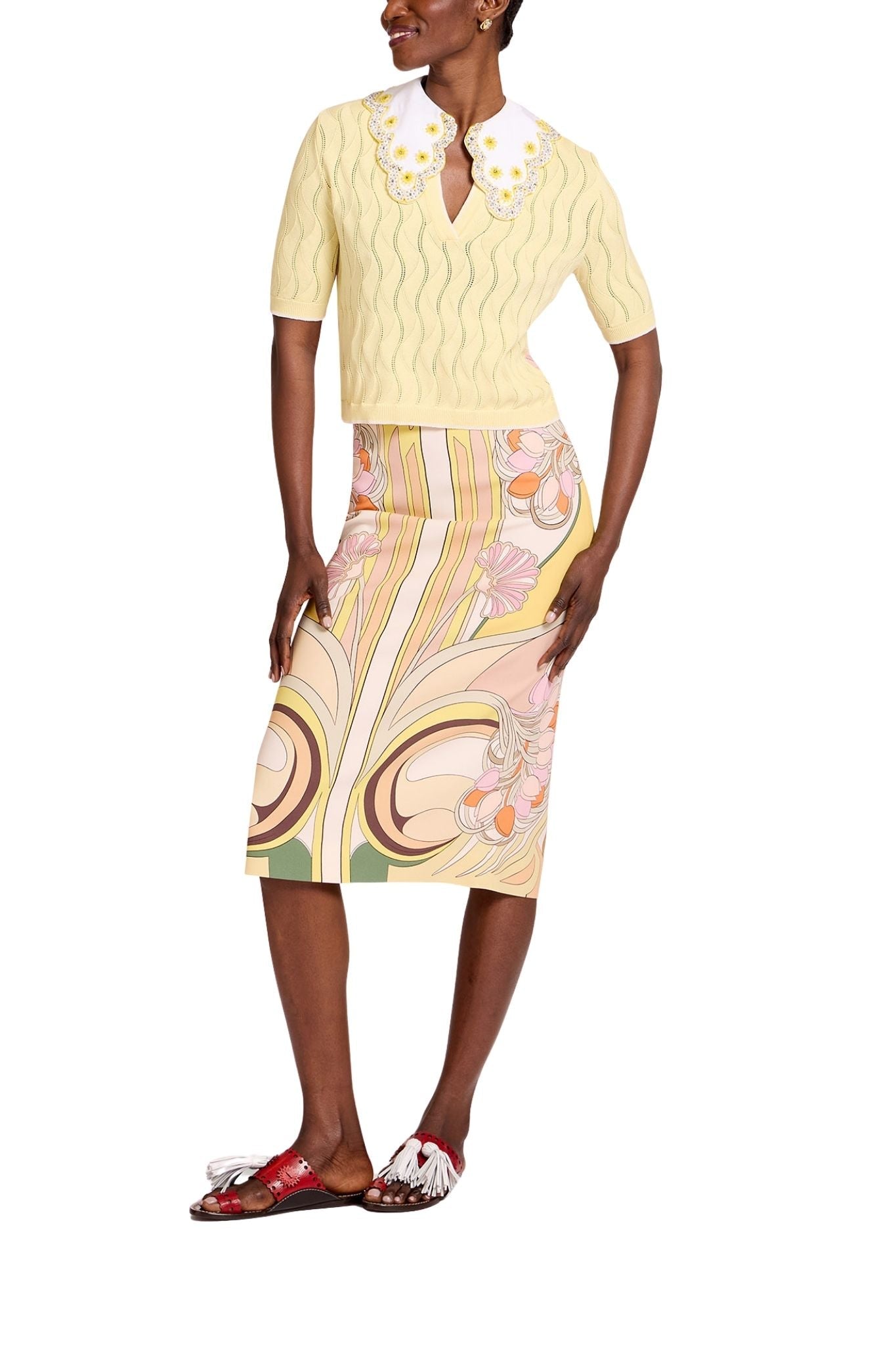 La DoubleJ Pencil Skirt - Vermillion