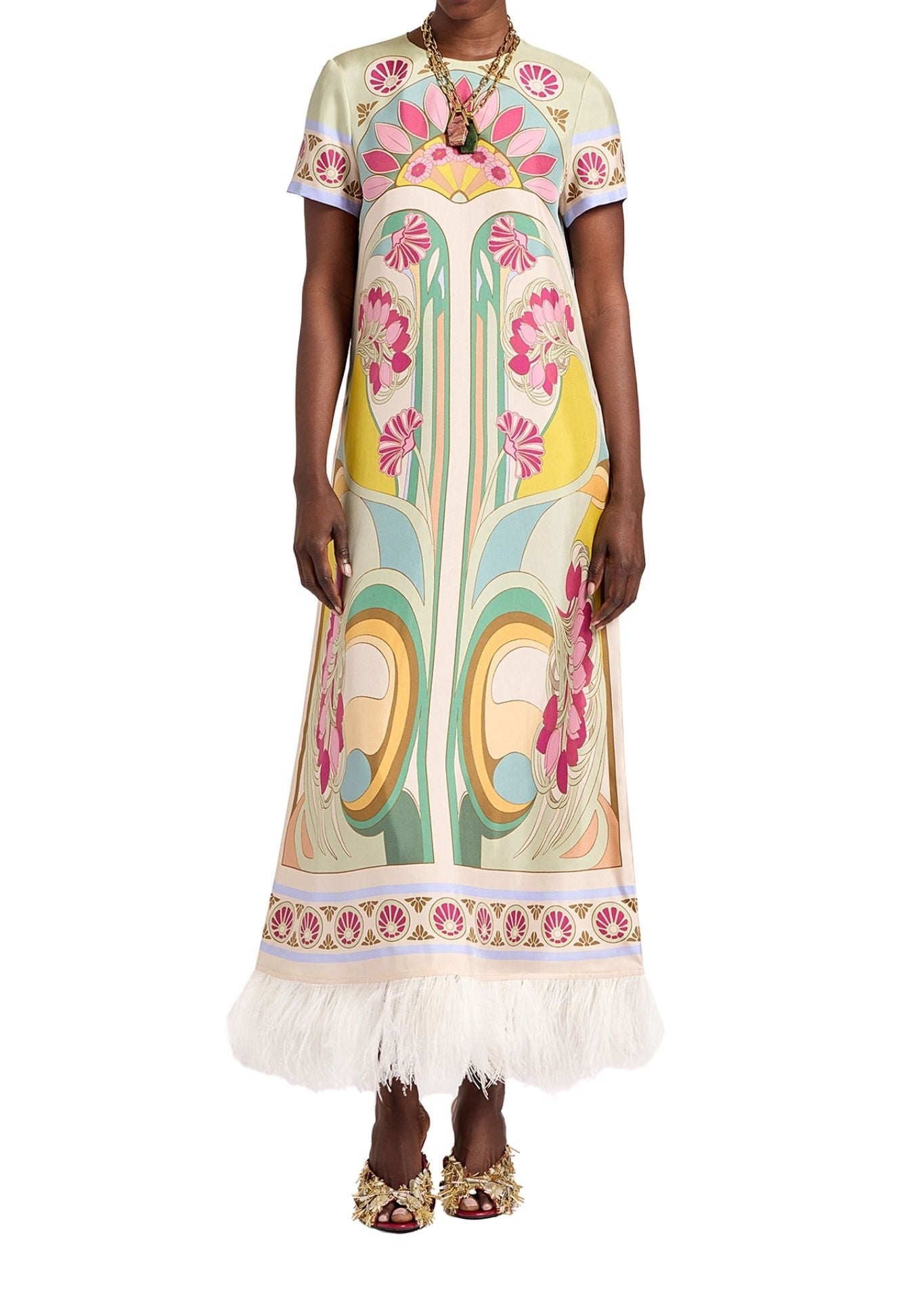 La DoubleJ Swing Dress La DoubleJ Swing Dress with Feathers - Vermillion