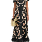 La DoubleJ Swing Dress with Feathers - Vermillion