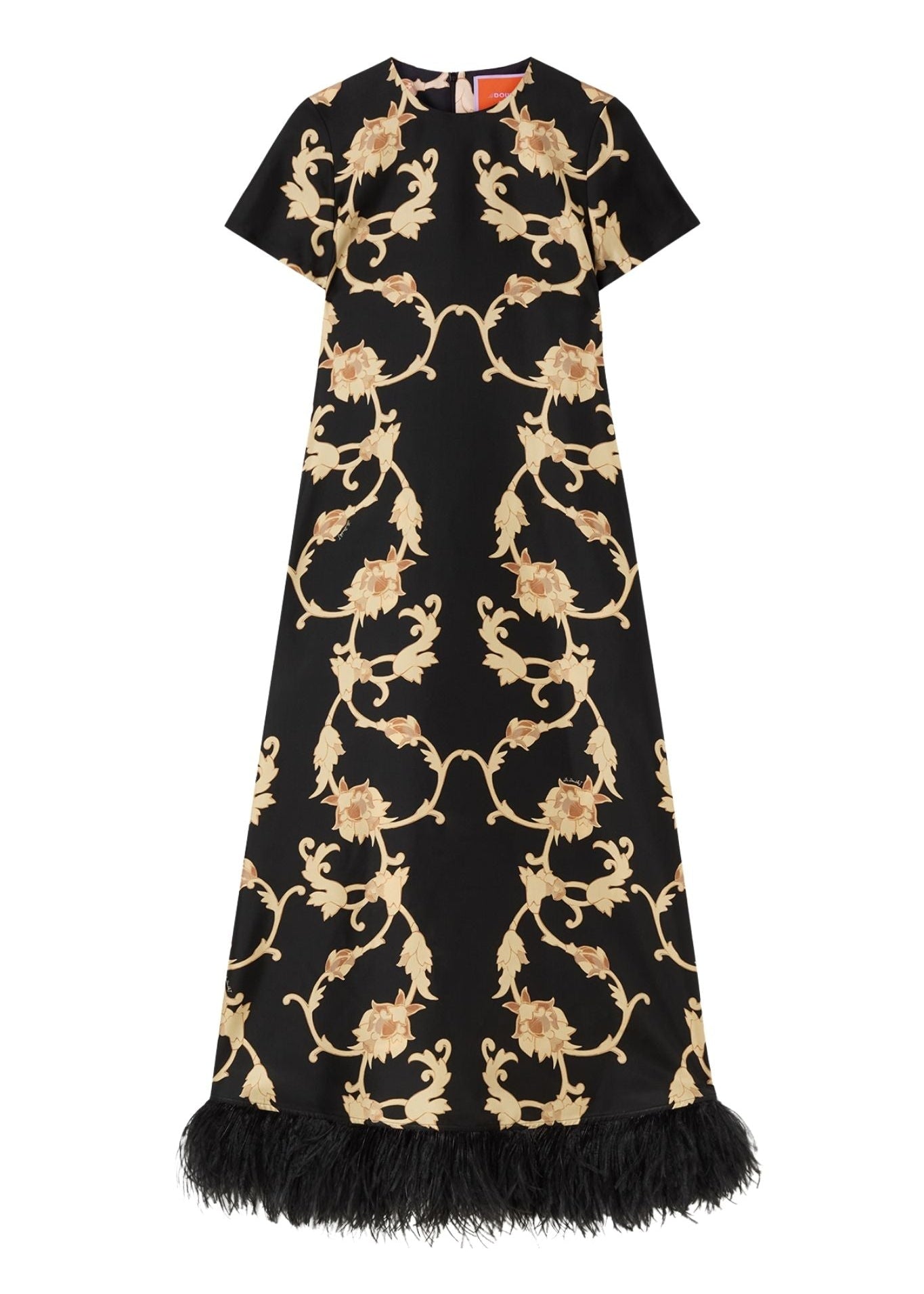 La DoubleJ Swing Dress with Feathers - Vermillion