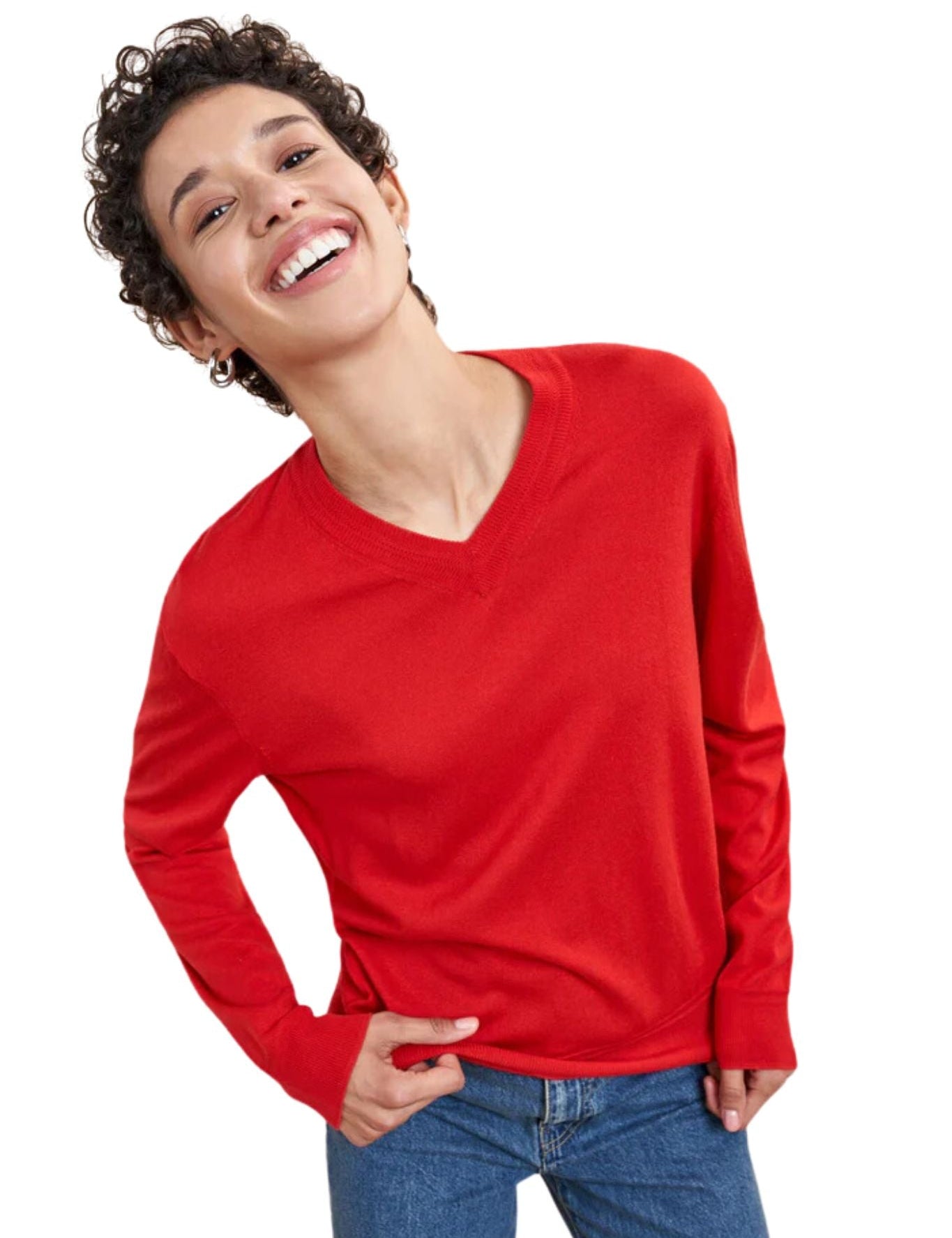 La Ligne Ben V Neck Sweater - Vermillion