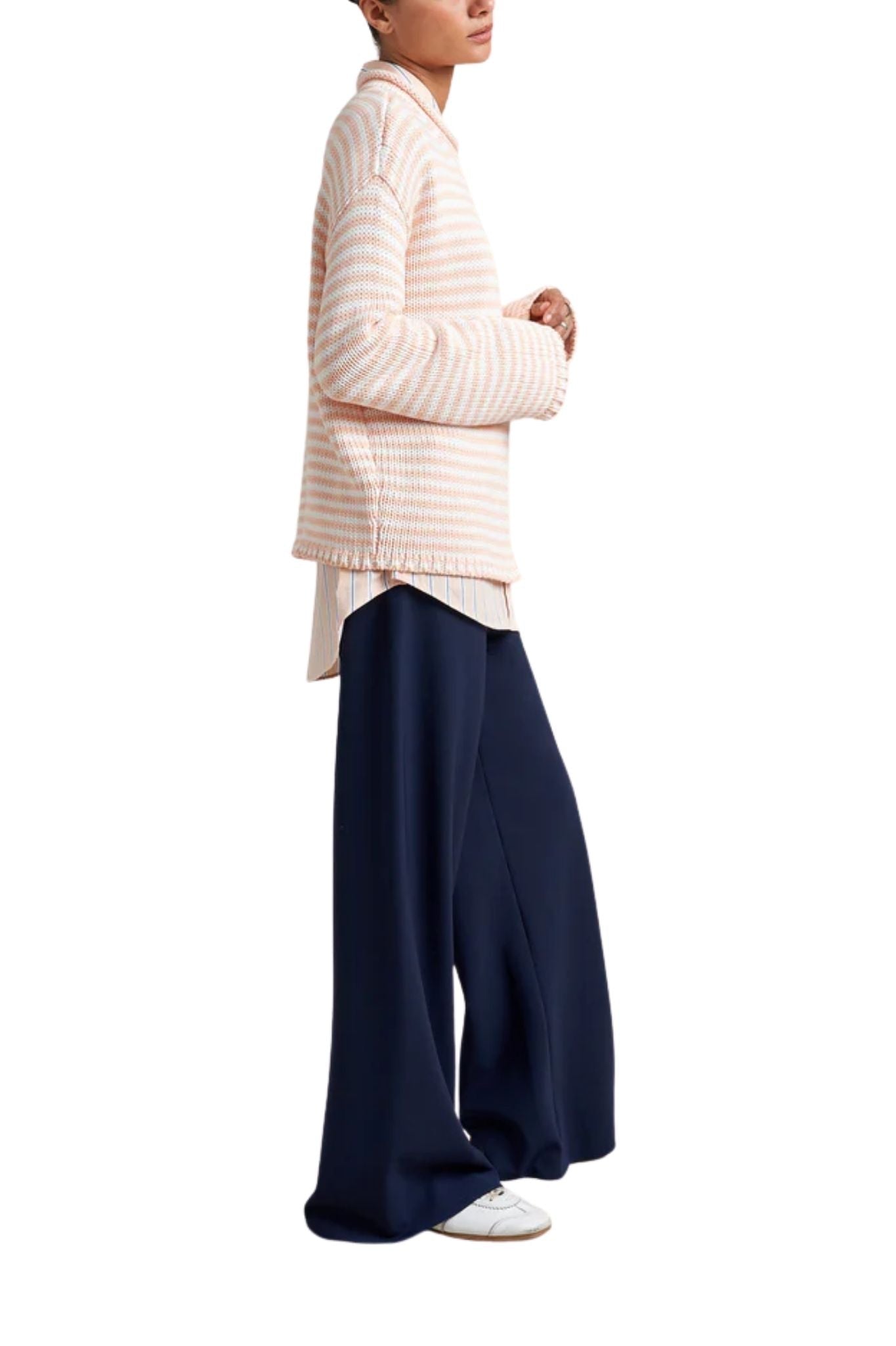La Ligne Fine Stripe Marina Sweater - Vermillion