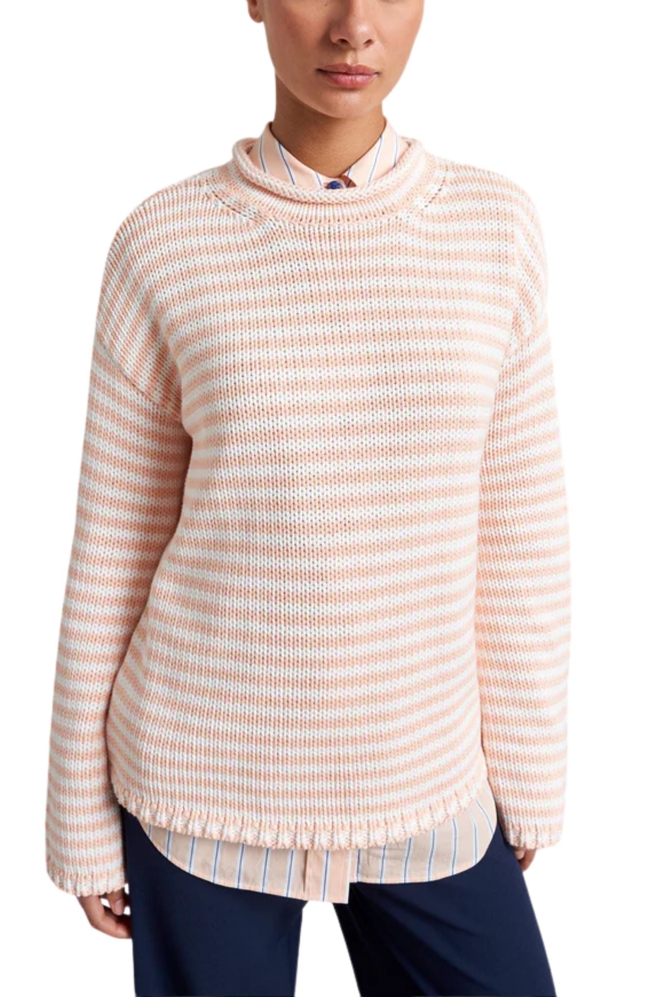 La Ligne Fine Stripe Marina Sweater - Vermillion