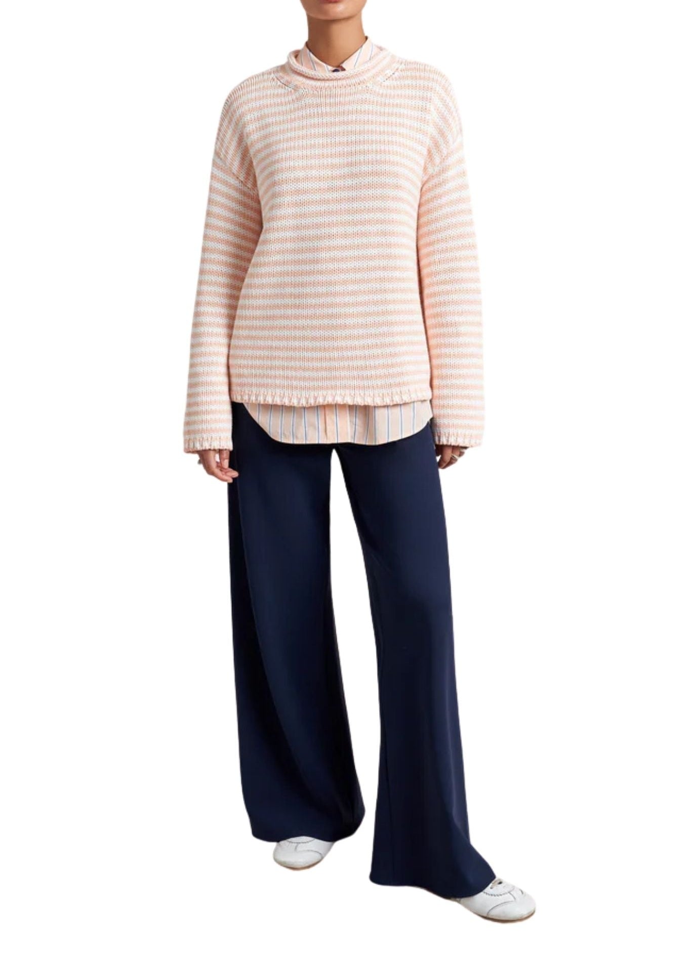 La Ligne Fine Stripe Marina Sweater - Vermillion