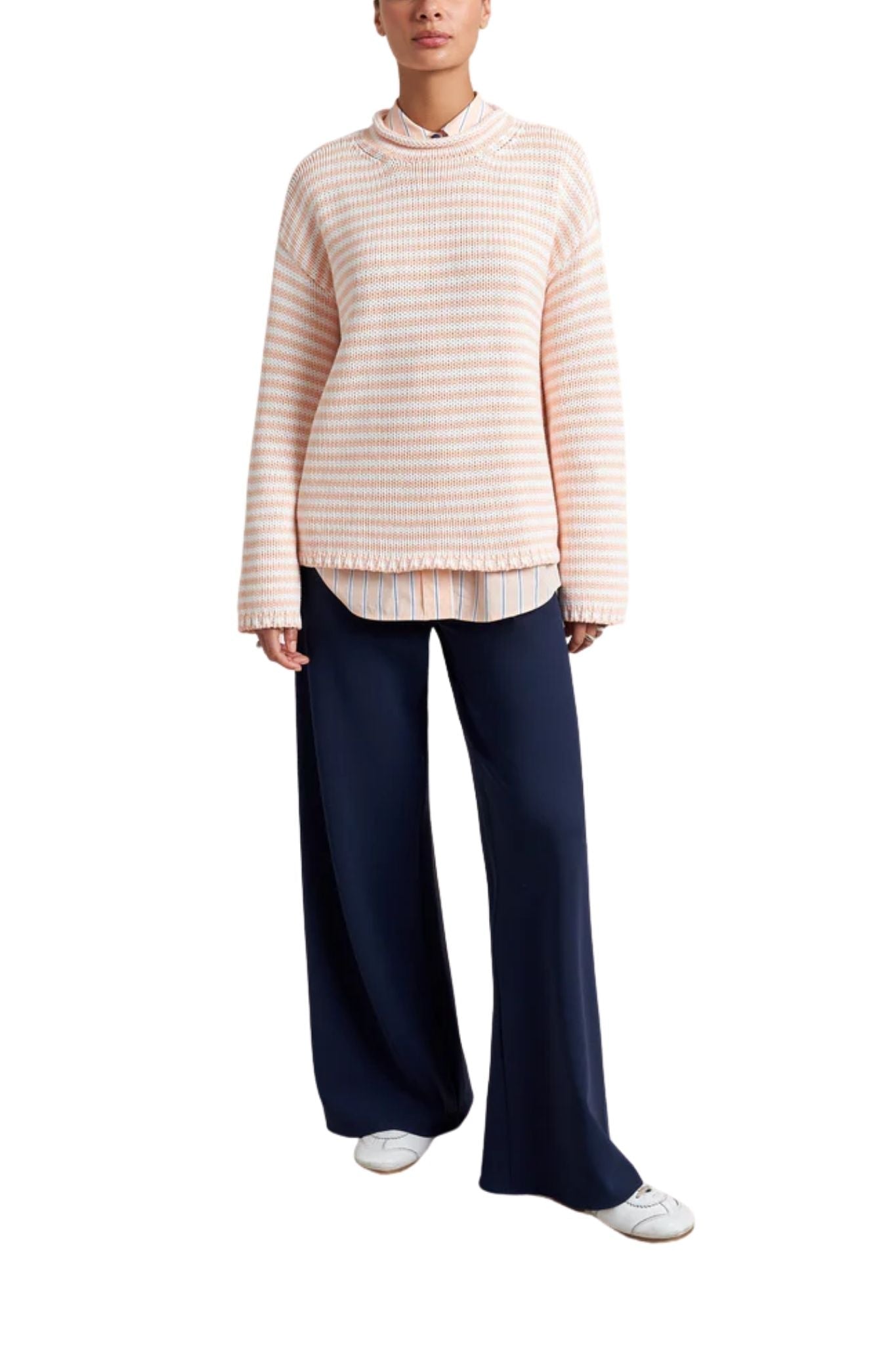 La Ligne Fine Stripe Marina Sweater - Vermillion