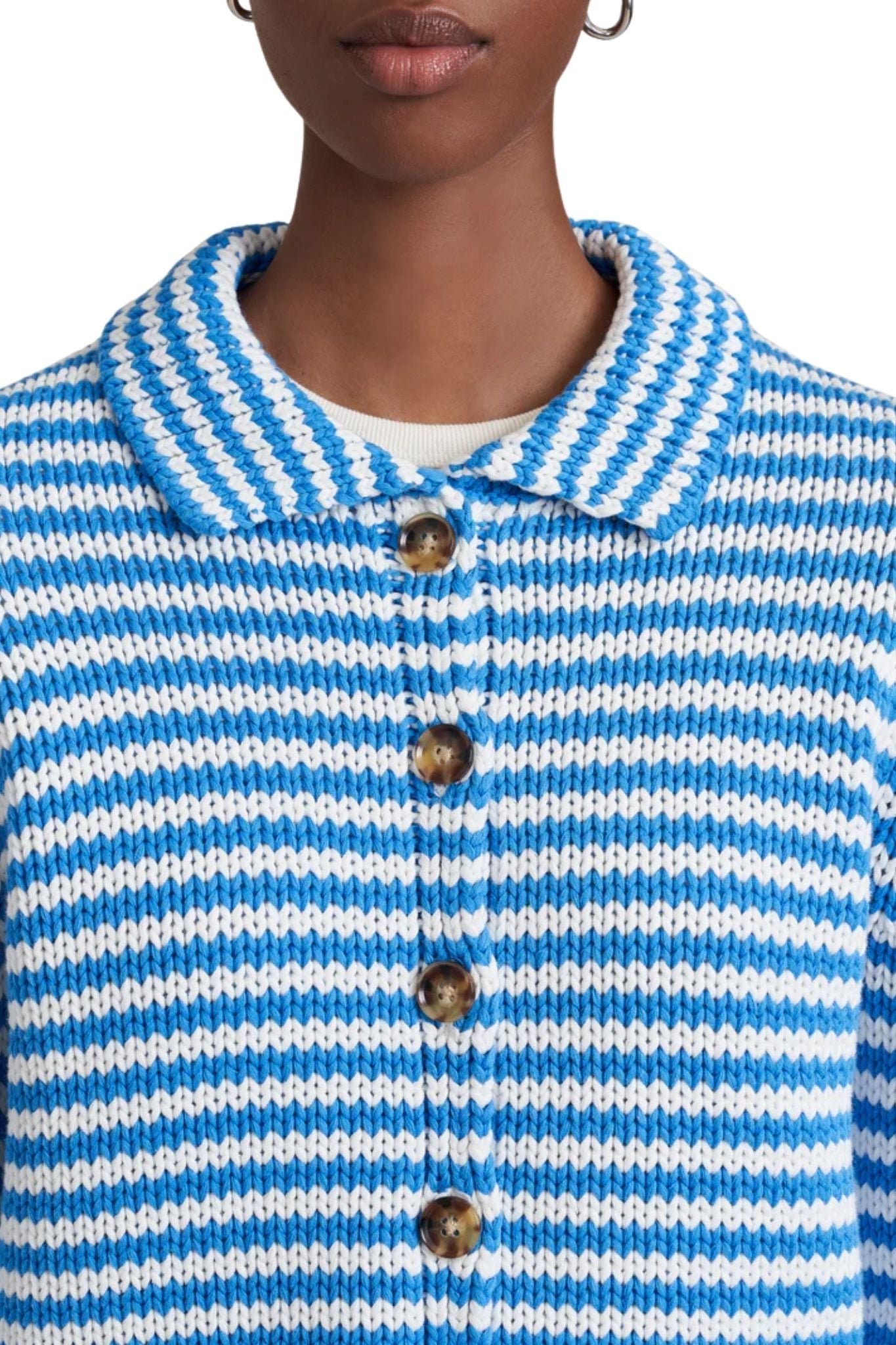 La Ligne Fine Stripe Mini Marina Cardigan - Vermillion