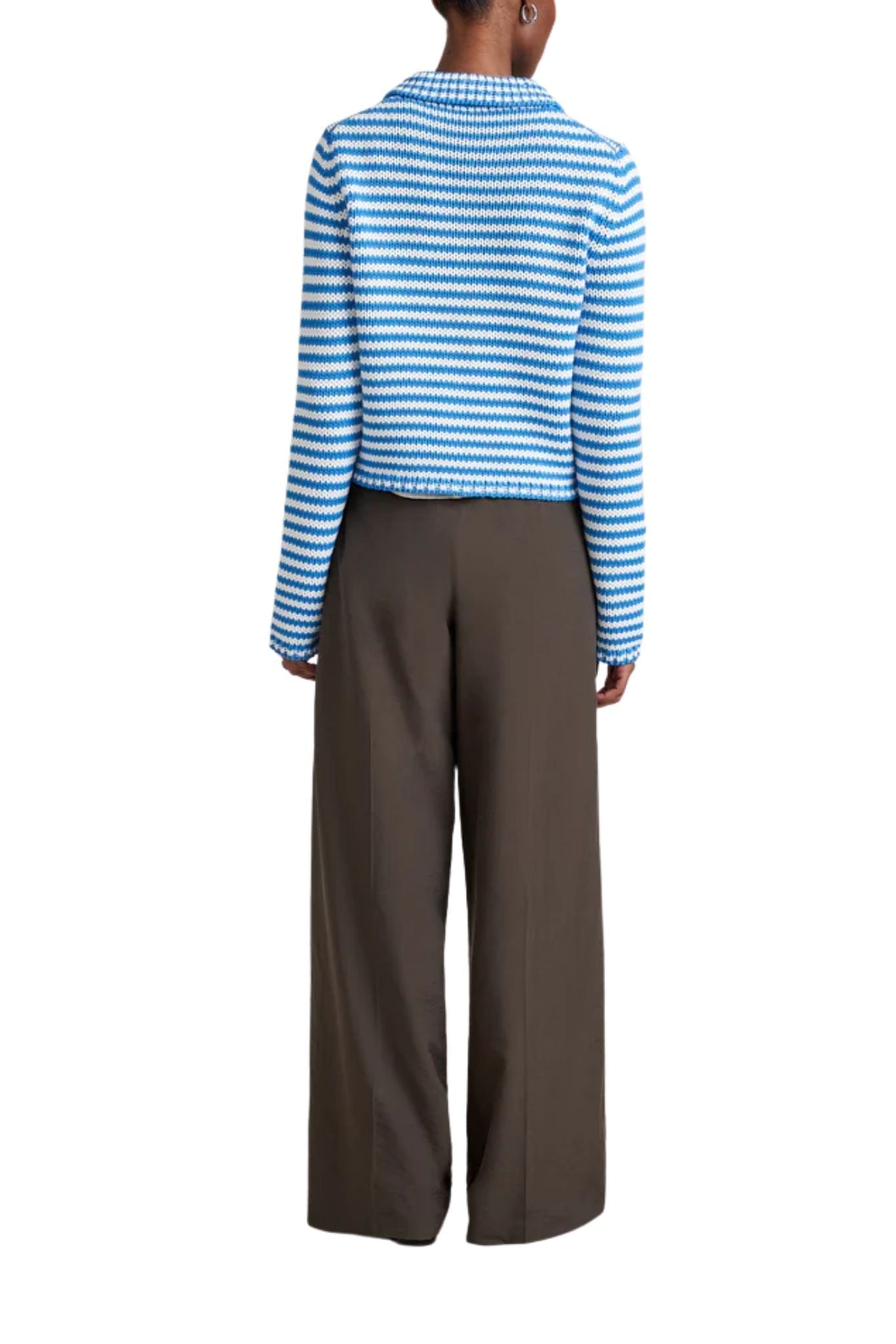 La Ligne Fine Stripe Mini Marina Cardigan - Vermillion
