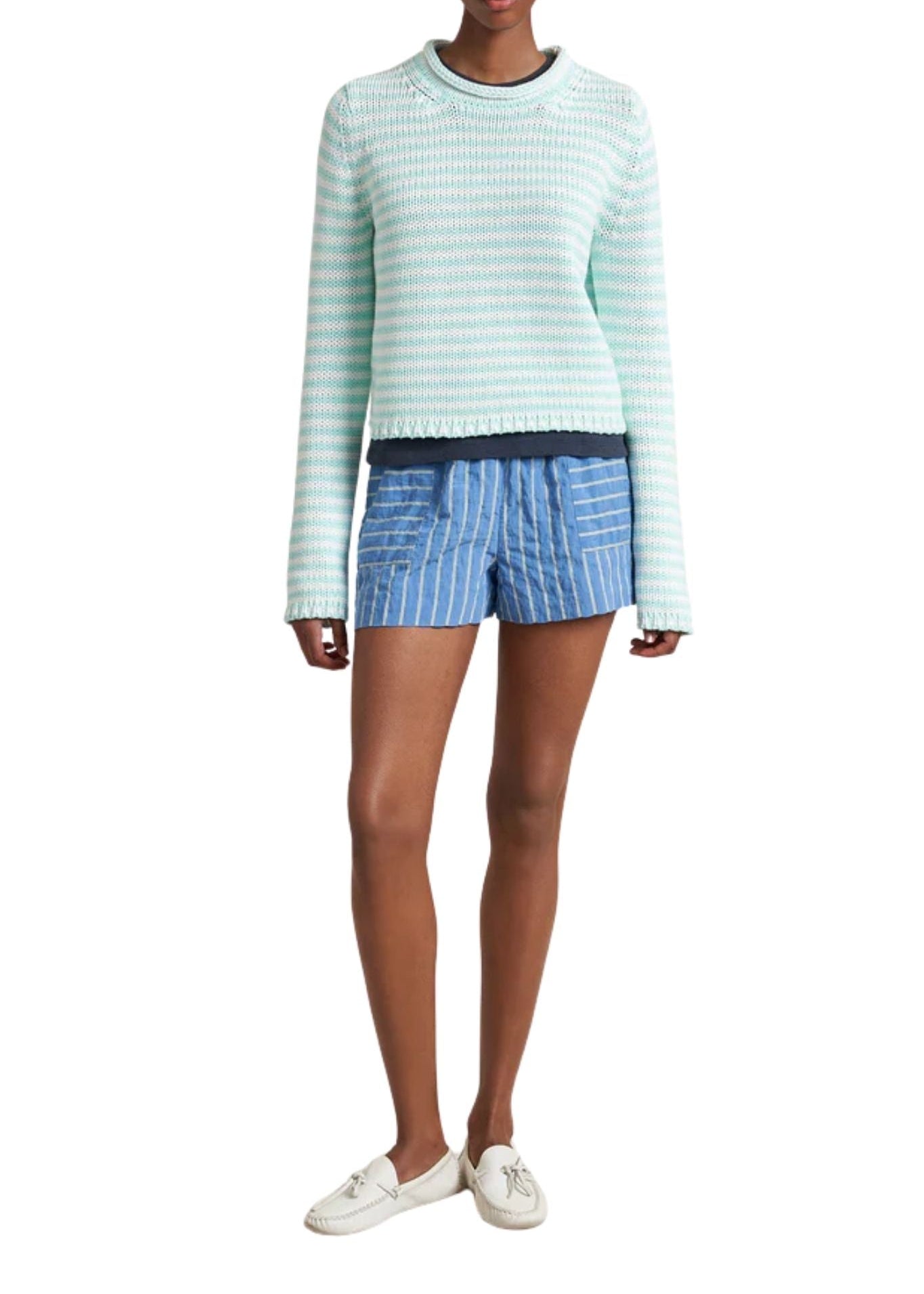 La Ligne Fine Stripe Mini Marina Sweater - Vermillion