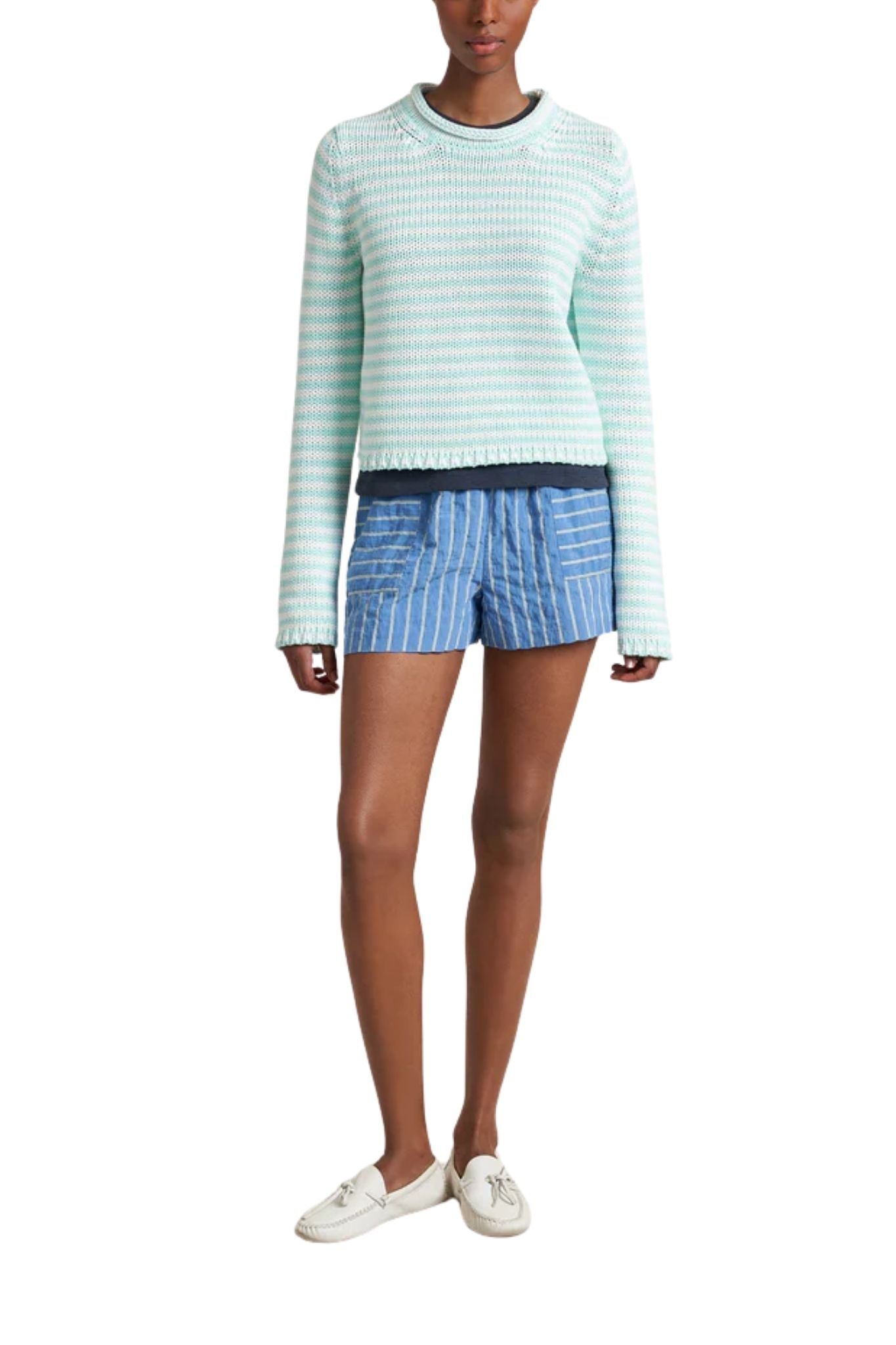 La Ligne Fine Stripe Mini Marina Sweater - Vermillion