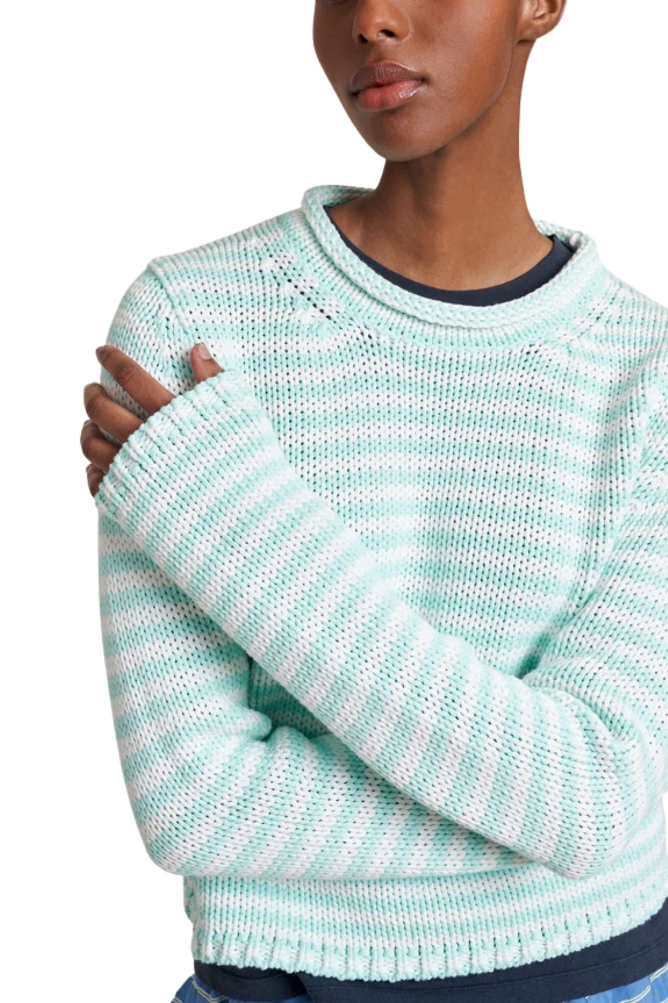 La Ligne Fine Stripe Mini Marina Sweater - Vermillion