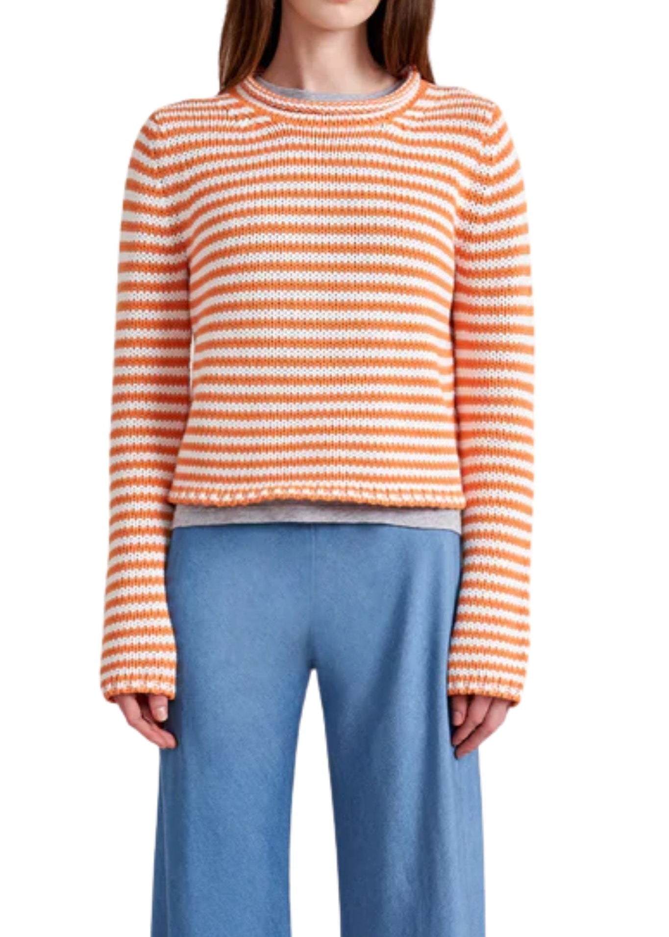 La Ligne Fine Stripe Mini Marina Sweater - Vermillion