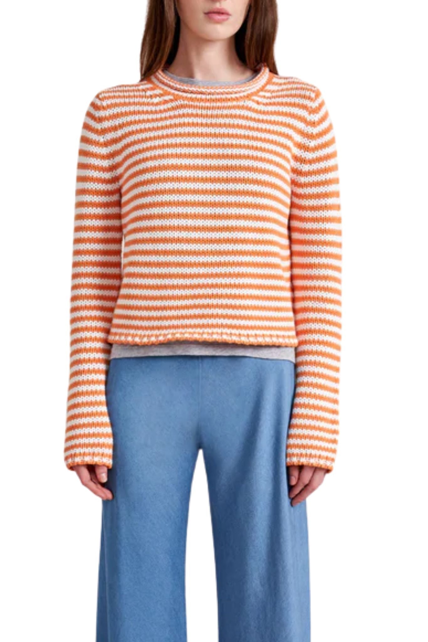 La Ligne Fine Stripe Mini Marina Sweater - Vermillion