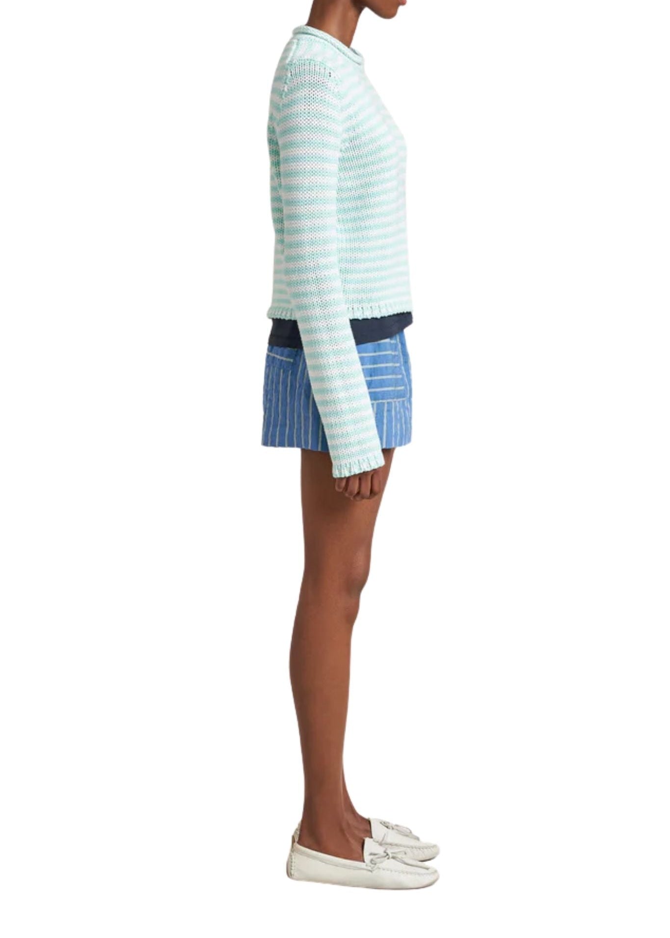 La Ligne Fine Stripe Mini Marina Sweater - Vermillion