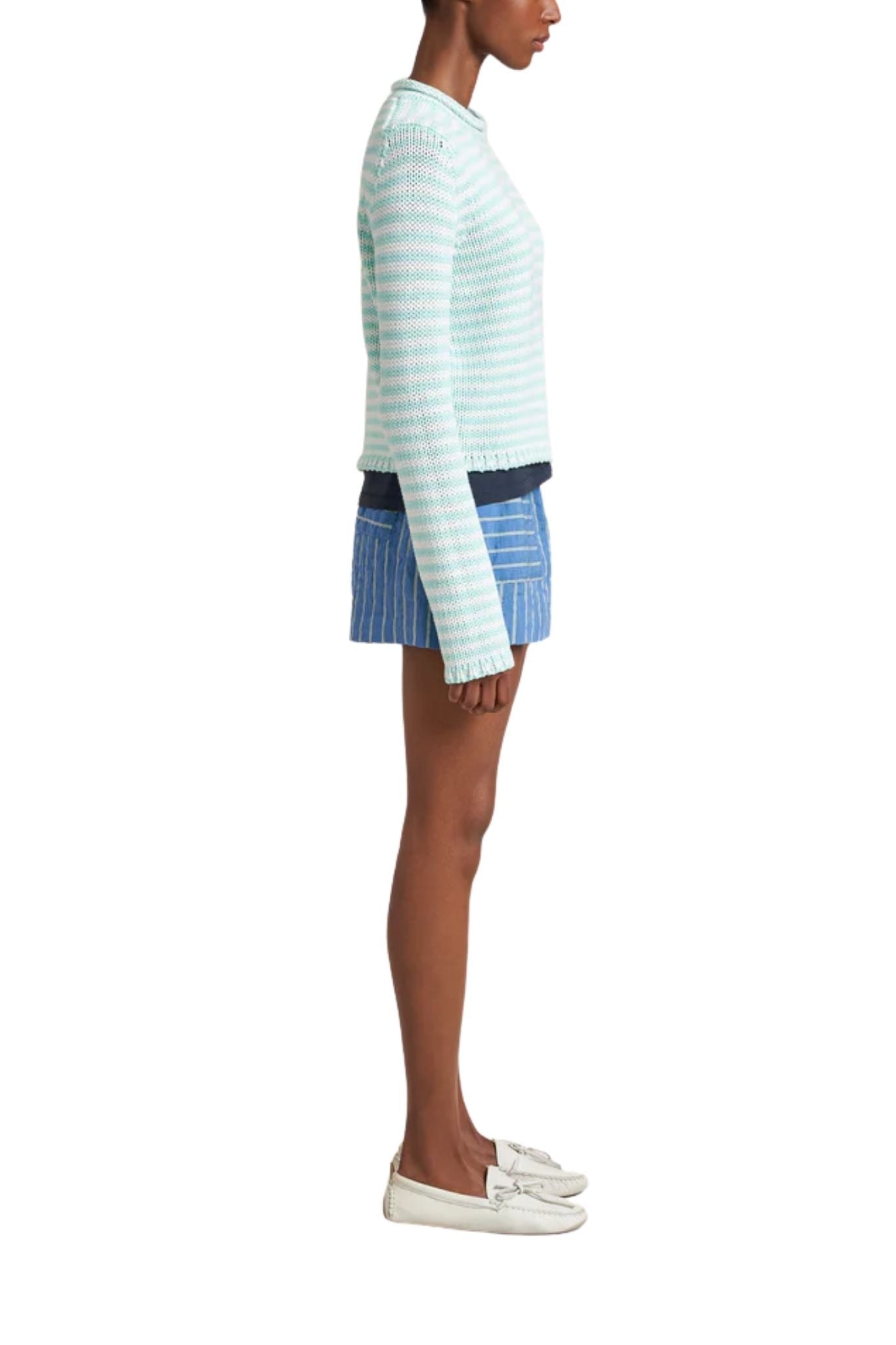 La Ligne Fine Stripe Mini Marina Sweater - Vermillion