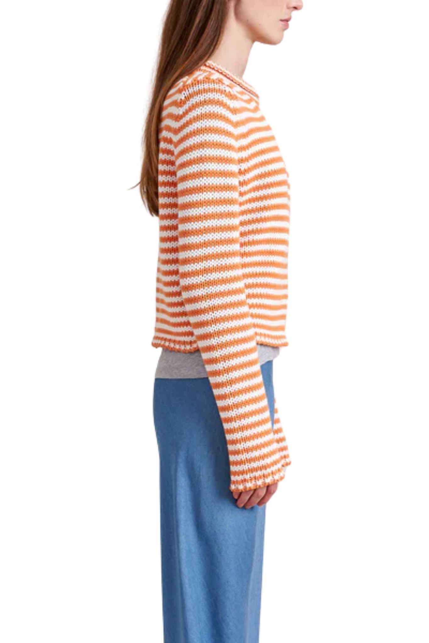 La Ligne Fine Stripe Mini Marina Sweater - Vermillion