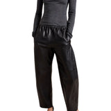 La Ligne Leather Barrel Leg Colby Pant - Vermillion