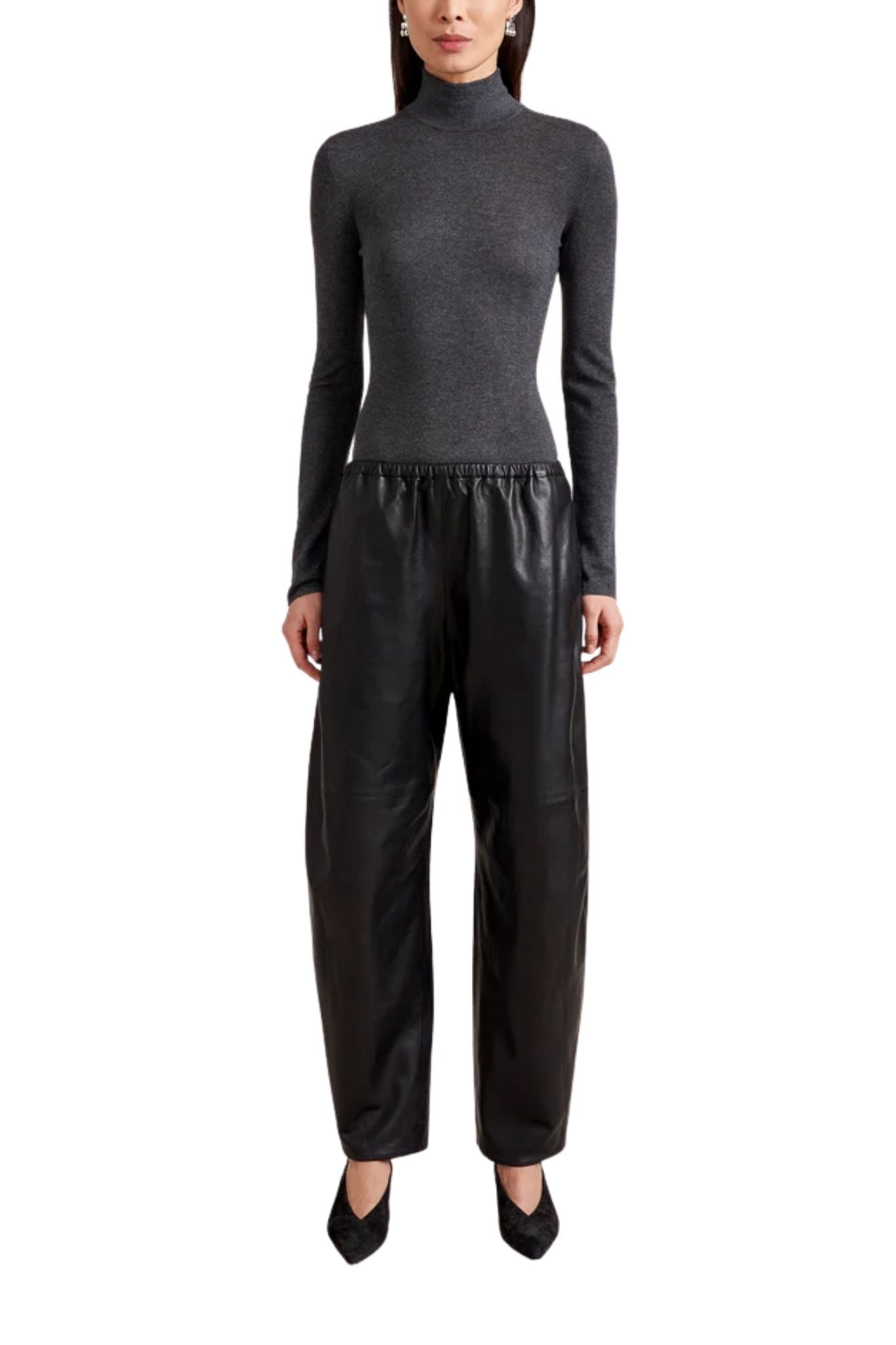 La Ligne Leather Barrel Leg Colby Pant - Vermillion