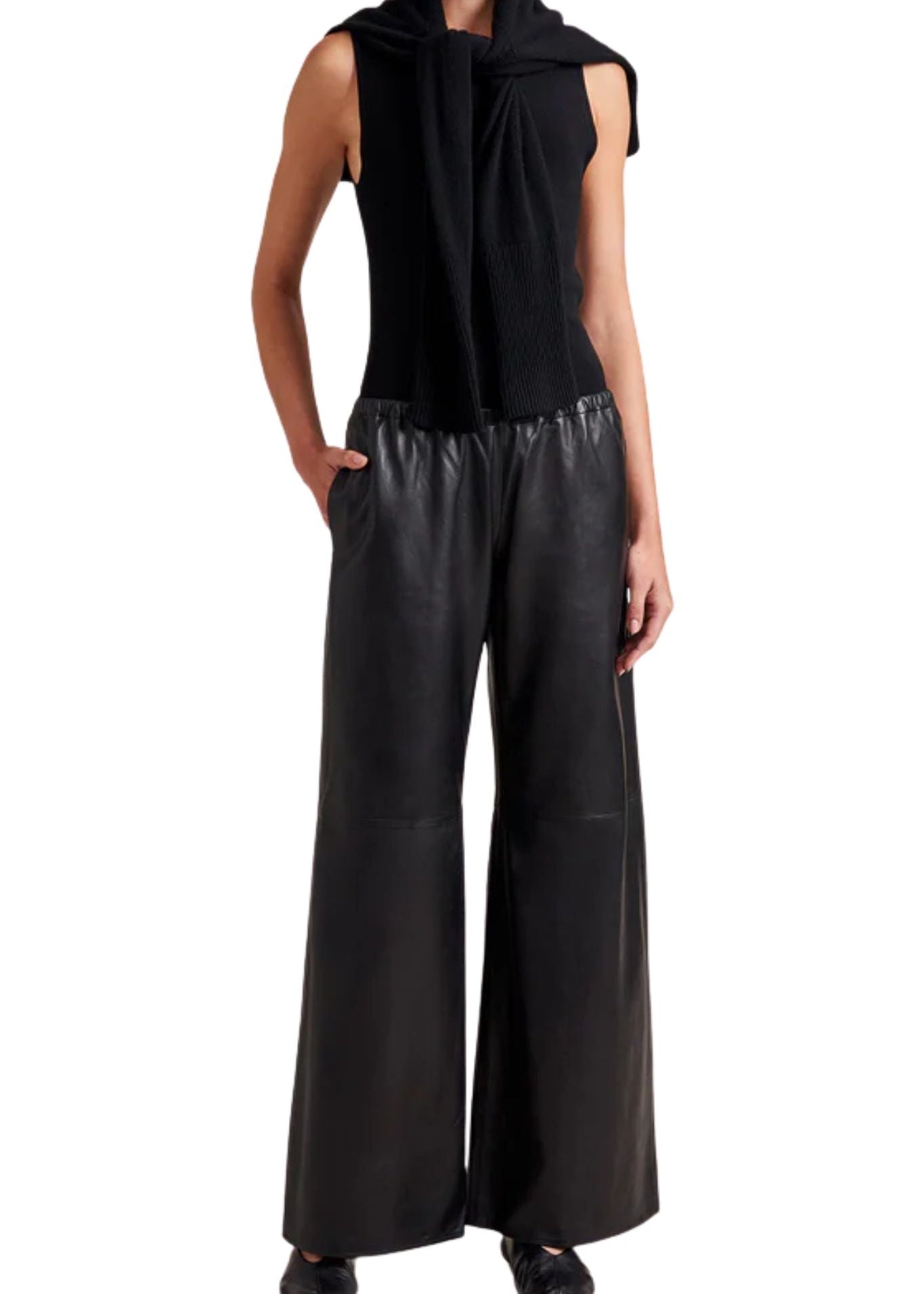 La Ligne Leather Colby Pant - Vermillion