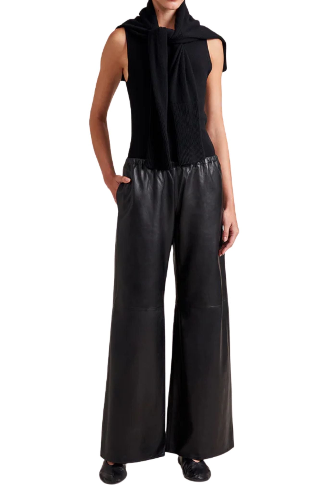 La Ligne Leather Colby Pant - Vermillion