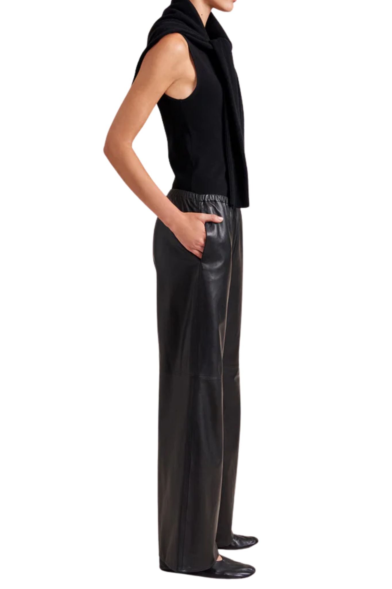 La Ligne Leather Colby Pant - Vermillion