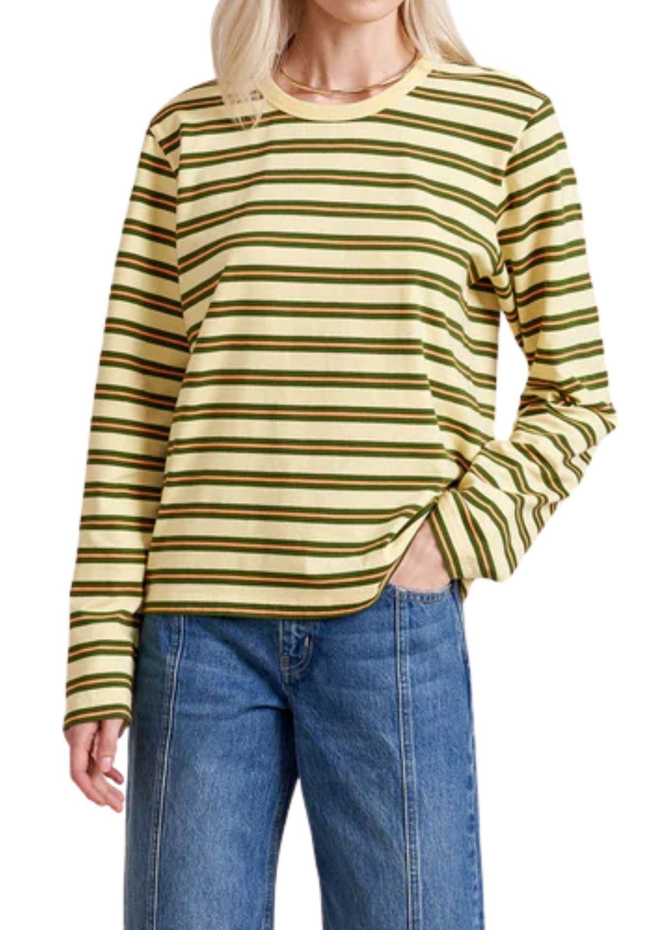 La Ligne Long Sleeve Boyfriend Tee - Vermillion