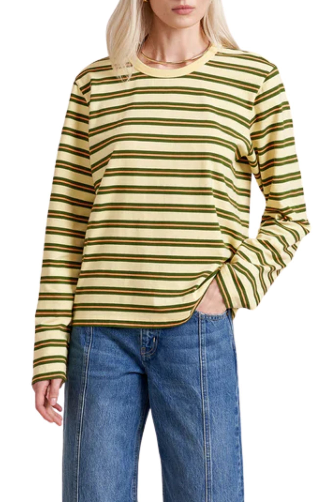 La Ligne Long Sleeve Boyfriend Tee - Vermillion