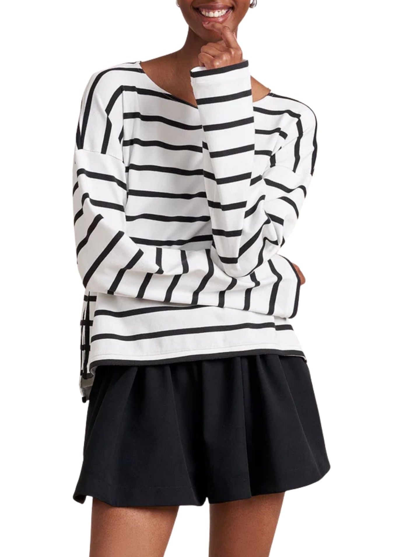 La Ligne Long Sleeve Breton Tee - Vermillion