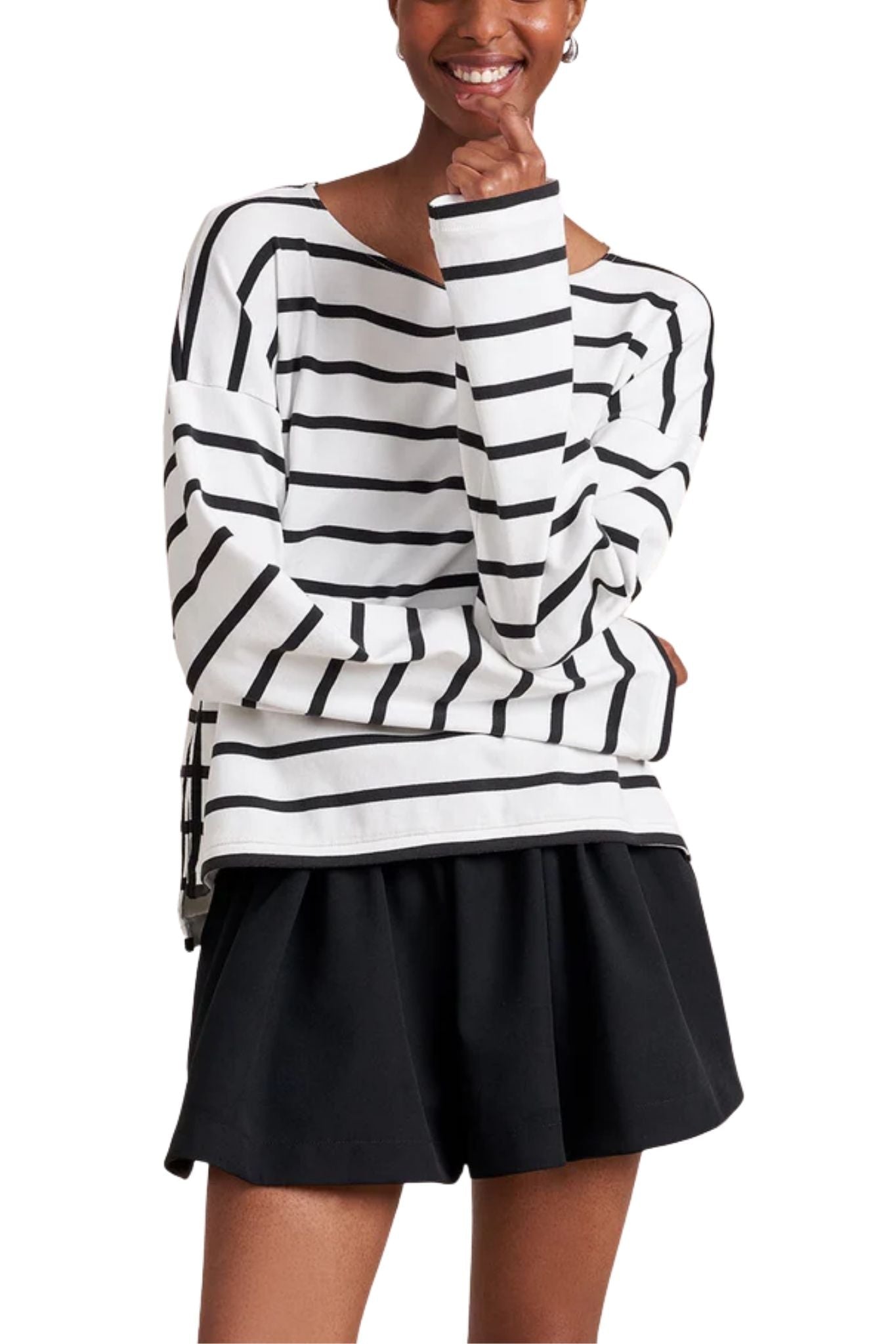 La Ligne Long Sleeve Breton Tee - Vermillion