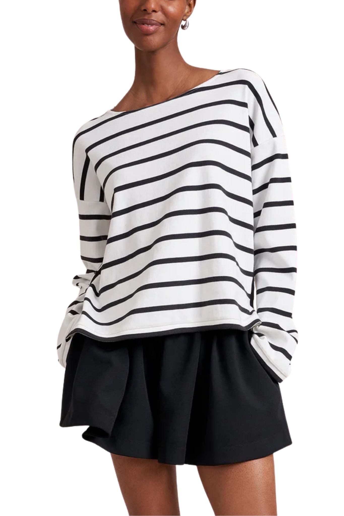 La Ligne Long Sleeve Breton Tee - Vermillion