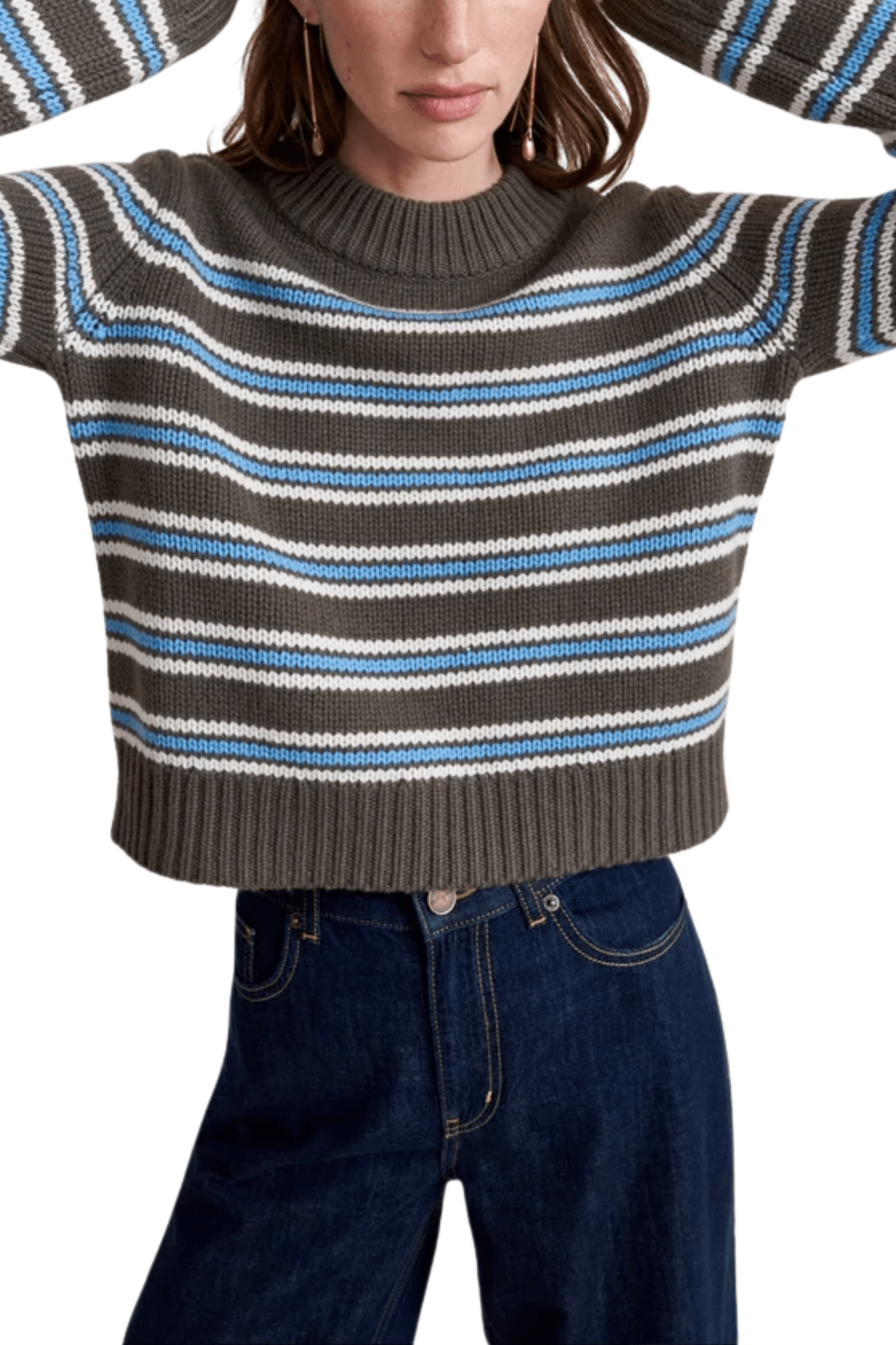 La Ligne Multi Stripe Mini Marin Sweater - Vermillion