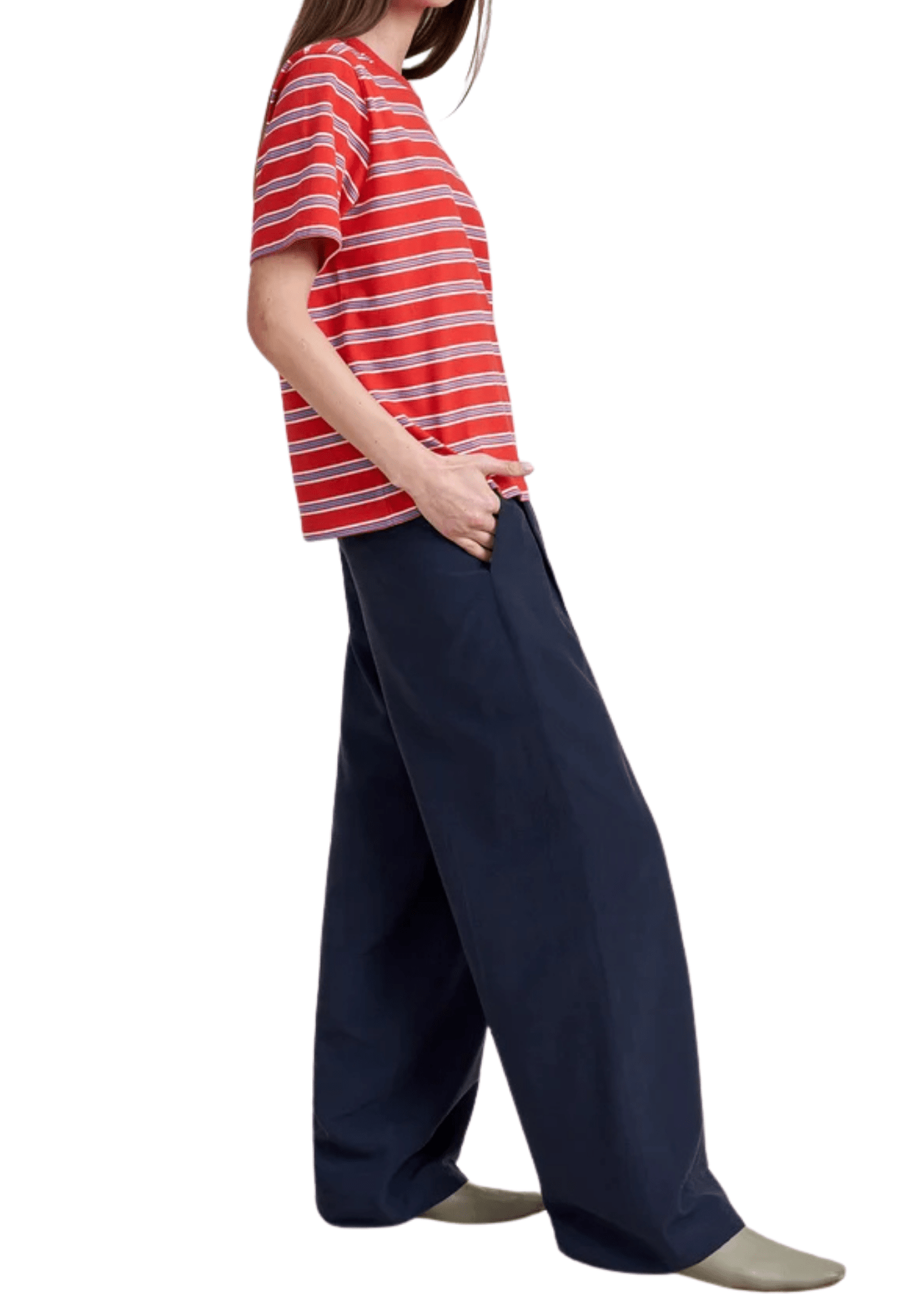 La Ligne Short Sleeve Boyfriend Tee - Vermillion